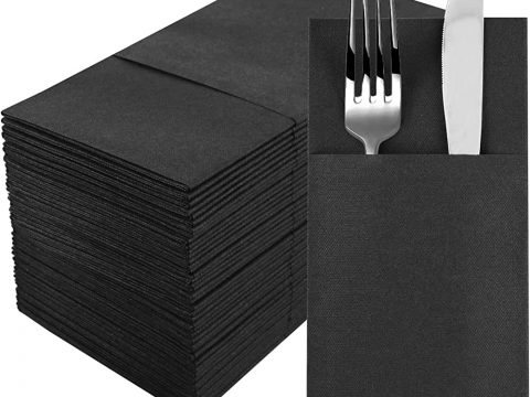 NAPKINS BLACK POCKET 40cm