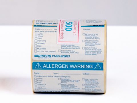 ALLERGY WARNING LABELS - 500 LABELS PER ROLL