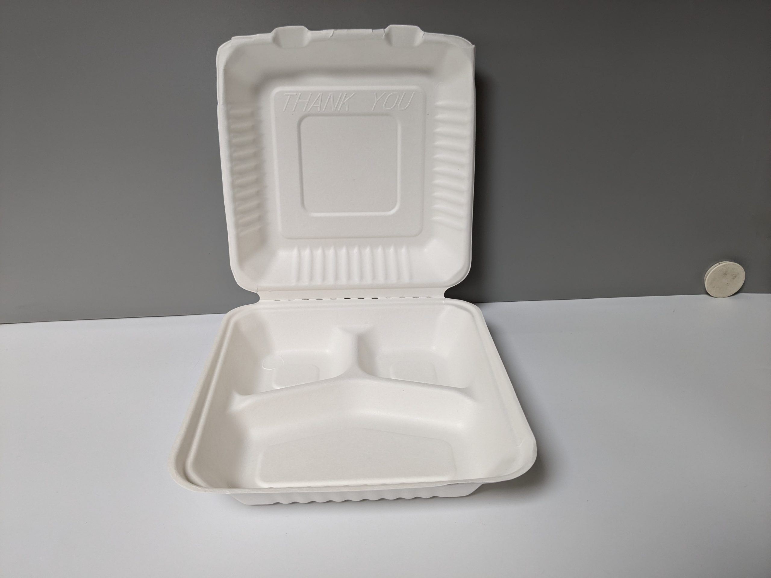 BAGASSE CLAMSHELL FOOD BOXES 2 BAGASSE 3 PART CLAMSHELL BOX