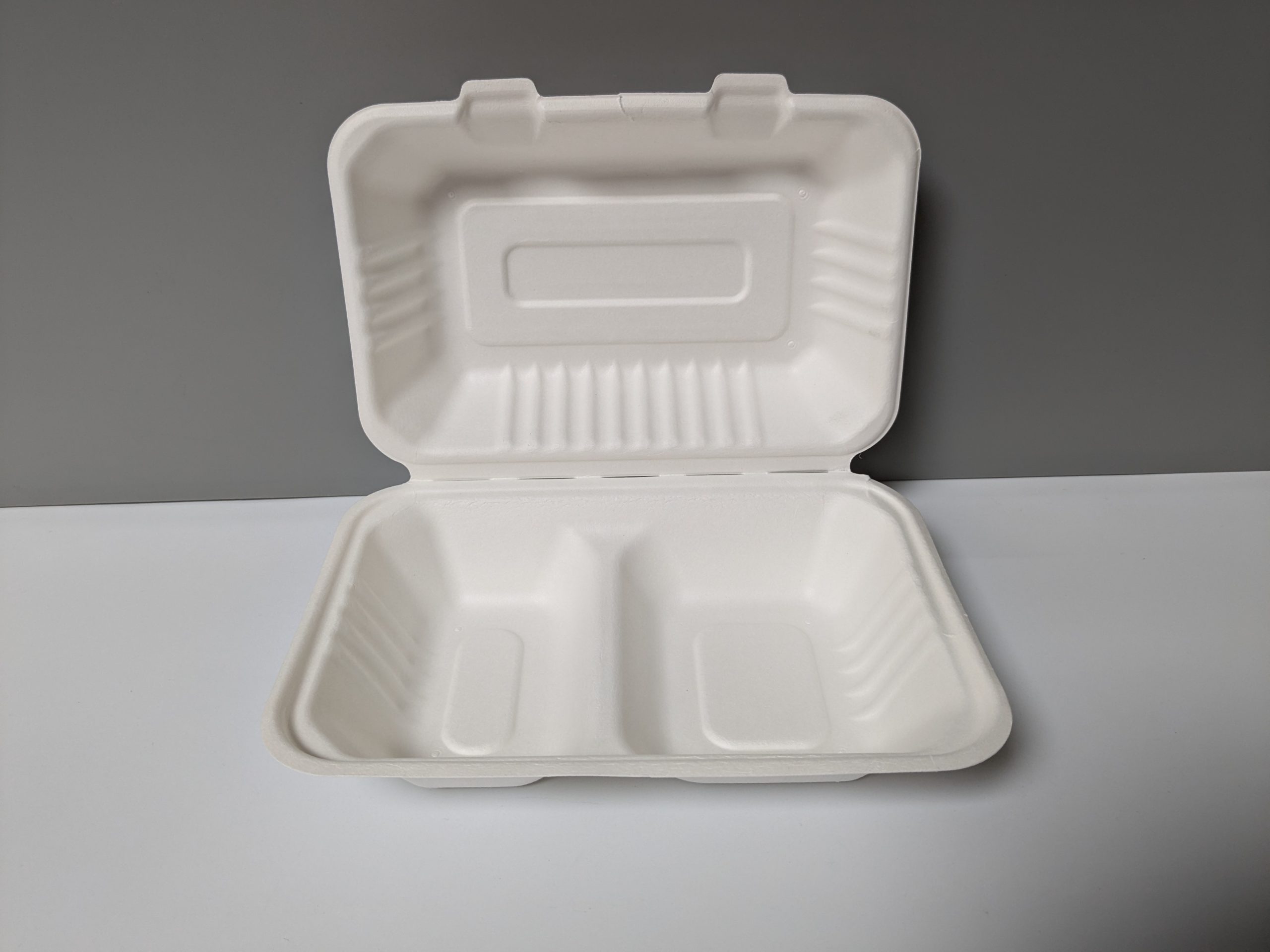 BAGASSE CLAMSHELL FOOD BOXES 3 BAGASSE 2 PART CLAMSHELL BOX