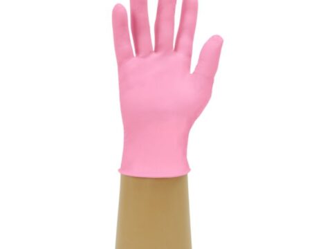 PINK NITRILE POWERED FREE GLOVES
