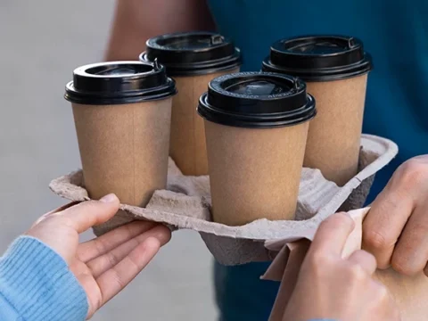 kraft cups double walled black lids